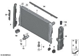 MOUNTING PARTS F RADIATOR diagram for BMW 3 Series E90 LCI 335i