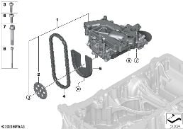 Yağ beslemesi/Tahrikli yağ pompası diagram for BMW 5 Series F90 M5 LCI M5 CS