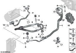 Koelmiddelleiding diagram for BMW 5 Series G31 Touring LCI 530e