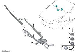 Jednotlivé díly stěrač skla diagram for BMW 6 Series G32 GT LCI 620dX