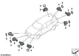 Park Distance Control (PDC) diagram for BMW X7 G07 M50iX