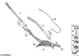 SINGLE WIPER PARTS diagram for BMW 3 Series G80 M3 LCI M3 Competition