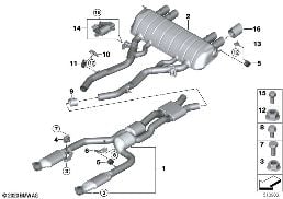 EXHAUST SYSTEM, REAR diagram for BMW 3 Series G80 M3 LCI M3