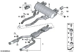 EXHAUST SYSTEM, REAR diagram for BMW 3 Series G80 M3 LCI M3