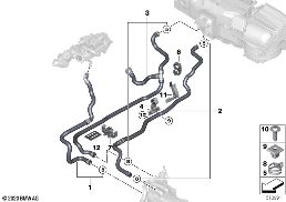 Koelvloeistofslangen interieurvoorverw diagram for BMW 7 Series G11 LCI 740dX