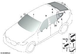GLAZING diagram for BMW X6 M F96 X6 M