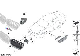 Adornos exteriores / listón de adorno diagram for BMW 5 Series F10 LCI 530d