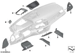 Individual dashboard aanbouwdelen diagram for BMW 7 Series G11 LCI 740dX