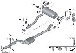 EXHAUST SYSTEM, REAR diagram for BMW 5 Series G31 Touring 520d