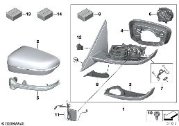 OUTSIDE MIRROR diagram for BMW 3 Series G20 Sedan M340dX