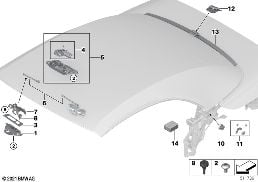 Pieces de capote diagram for BMW 4 Series G23 Cabriolet LCI M440iX