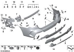 Revestimiento M trasero diagram for BMW 4 Series G23 Convertible M440iX
