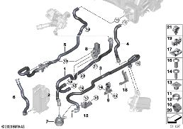 Шланги охлаждающей жидкости diagram for BMW 5 Series G38 LCI 535Le