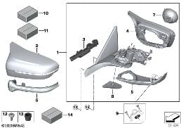 M OUTSIDE MIRROR diagram for BMW 8 Series F93 M8 Gran Coupe M8