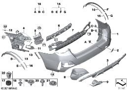 Habillage M arrière diagram for BMW 4 Series G26 Gran Coupé LCI 430dX