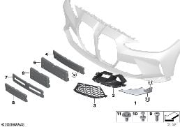 M TRIM DECOR ELEMENTS, FRONT diagram for BMW 3 Series G80 M3 M3 Competition