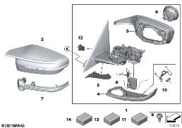 OUTSIDE MIRROR diagram for BMW 3 Series G80 M3 M3 Competition