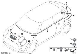 Äussere Blenden / Ziergitter I diagram for BMW MINI F55 LCI One