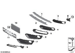 TRIM, DECOR ELEMENTS, FRONT diagram for BMW 2 Series F22 228i