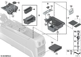 Opbergvak middenconsole diagram for BMW Rolls-Royce Cullinan RR31 Cullinan