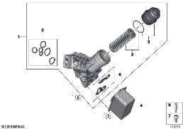 LUBRICAT.SYST.-OIL FILTER,HEAT EXCHANGER diagram for BMW 5 Series G30 LCI 545eX