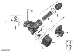 LUBRICAT.SYST.-OIL FILTER,HEAT EXCHANGER diagram for BMW 4 Series G26 Gran Coupé M440iX