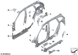 Raamwerk zijkant-onderdelen diagram for BMW X1 F48 LCI 20i