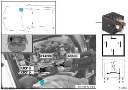 RELAY FOR HYDRAULIC PUMP SMG K6318 diagram for BMW 6 Series E64 LCI 650i