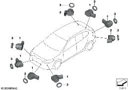 泊车距离报警系统 (PDC) diagram for BMW 2 Series F44 Gran Coupé 220iX
