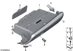 Cassetto portaguanti diagram for BMW MINI F56 LCI Cooper