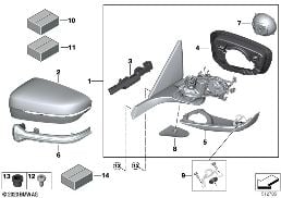 OUTSIDE MIRROR diagram for BMW 8 Series G14 Convertible 840dX