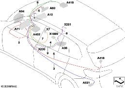 Câble de rép.faisceau câbles princip.HSD diagram for BMW X5 G05 40iX