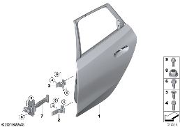 REAR DOOR - HINGE/DOOR BRAKE diagram for BMW 2 Series U06 Active Tourer 220d