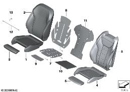 SEAT, FRONT, UPHLSTRY, COVER, SPORT SEAT diagram for BMW 3 Series G20 Sedan 330dX