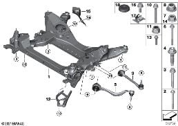 前橋架梁 橫向擺臂 / 拉桿 diagram for BMW X4 G02 LCI 30dX