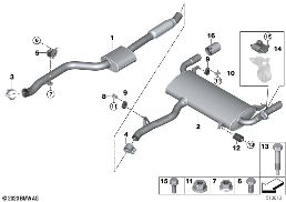 Система выпуска ОГ Зд diagram for BMW X4 G02 30iX