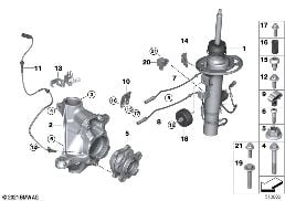Γόνατ.ανάρτησ.εμπρός VDC/πρόσθ.εξαρτ.RWD diagram for BMW X3 G01 LCI 18d