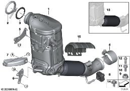CATALYSER/DIESEL PARTICULATE FILTER diagram for BMW 2 Series F45 Active Tourer LCI 216d