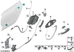 CLOSING SYSTEM, DOOR, REAR diagram for BMW 8 Series F93 M8 Gran Coupe M8