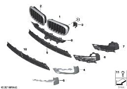 แผ่นปิด, ชุดตกแต่ง, ด้านหน้า diagram for BMW X5 F15 35iX