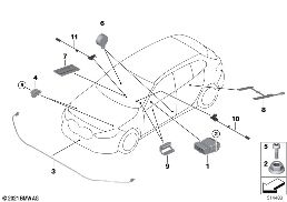 ชิ้นส่วนไฟฟ้าของถุงลมนิรภัย diagram for BMW 2 Series F44 Gran Coupé 218i