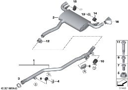 排氣裝置 後部 diagram for BMW X4 G02 LCI 30dX