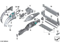 REAR WHEELHOUSE/FLOOR PARTS diagram for BMW X6 E71 M50dX