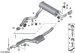 EXHAUST SYSTEM, REAR diagram for BMW 2 Series G42 220d