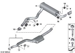 EXHAUST SYSTEM, REAR diagram for BMW 2 Series G42 220d