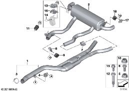 EXHAUST SYSTEM, REAR diagram for BMW 2 Series G42 M240iX