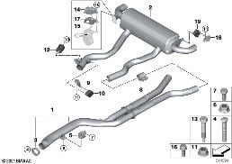 EXHAUST SYSTEM, REAR diagram for BMW 2 Series G42 M240iX