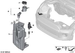 Zbiornik spryskiwaczy szyby czołowej diagram for BMW MINI F56 LCI JCW