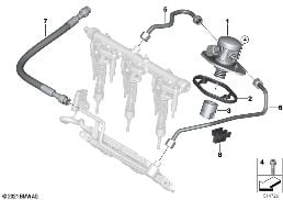 HIGH-PRESSURE PUMP/TUBING diagram for BMW 2 Series F74 Gran Coupé 220