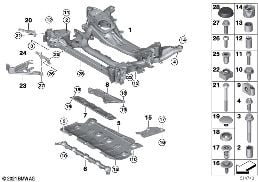 FRONT AXLE SUPPORT, 4-WHEEL diagram for BMW 3 Series G20 Sedan 330dX